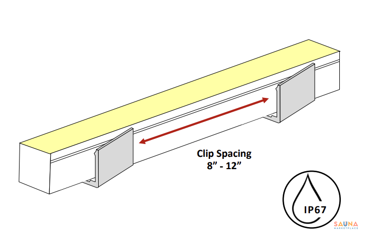 sauna light clip spacing